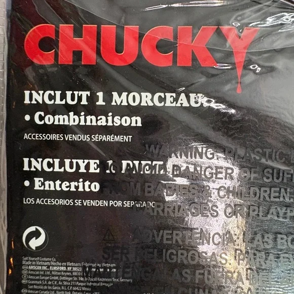 Chucky Child Costume Jumpsuit Large 12 14 Good Guys Horror Halloween Kids - Picture 7 of 8